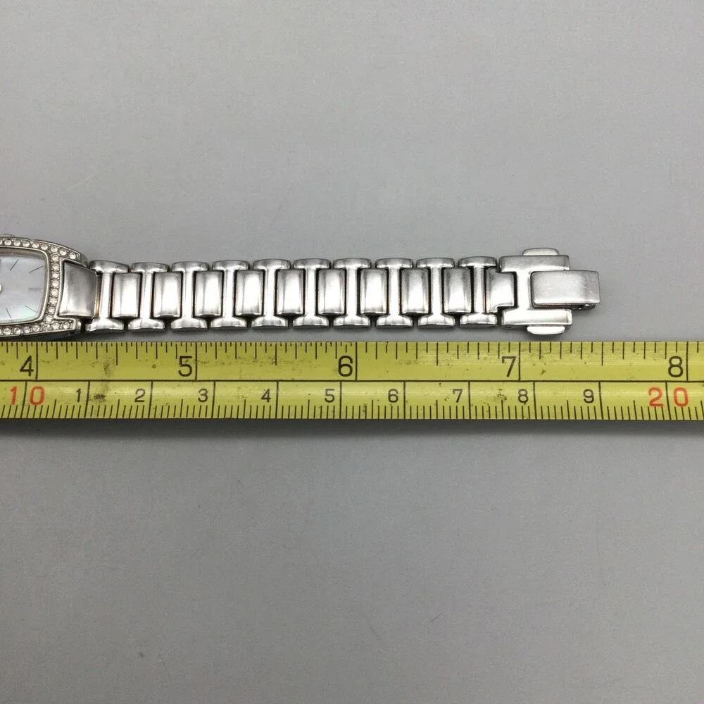 Citizen Eco-Drive Womens Watch 18mm White Dial Stainless Band Crystal Bezel 7.5